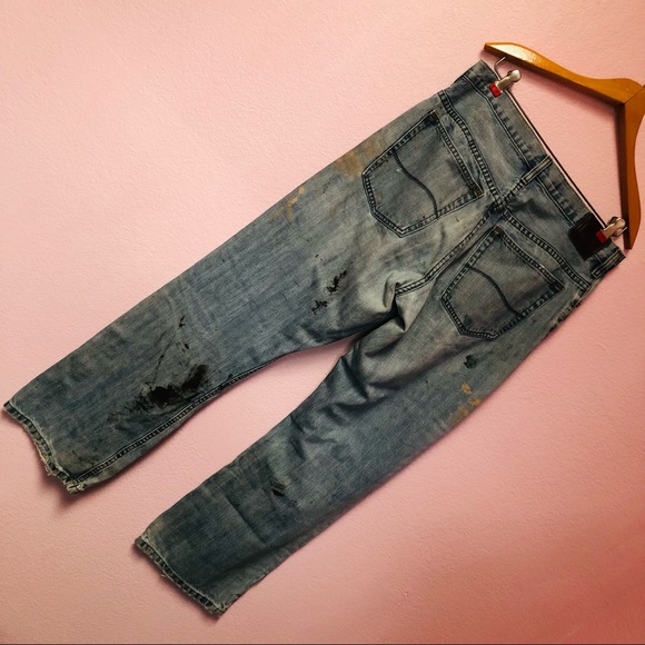 Vintage Distressed Lee Relaxed Bootcut Dungarees Grunge - Picture 2 of 16